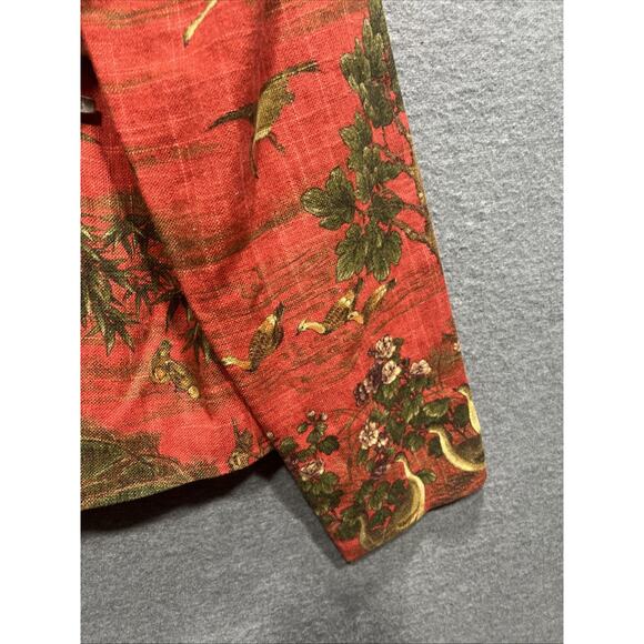 Vintage Painted Pony Jacket Tapestry Birds Floral 3 Button Cotton Womens Size M - Picture 6 of 10